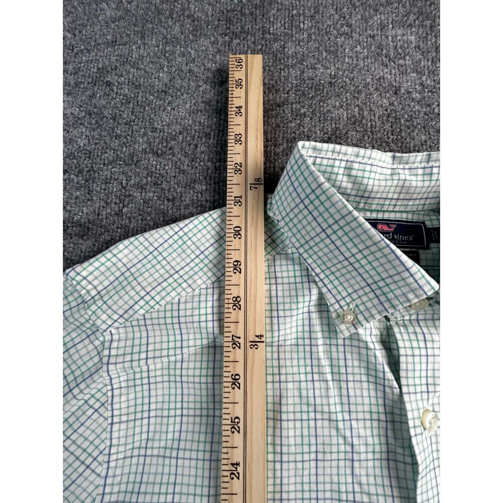 Vineyard Vines Slim Fit Murray Shirt Men's M Green Blue Plaid Cotton Button Down - Picture 7 of 8